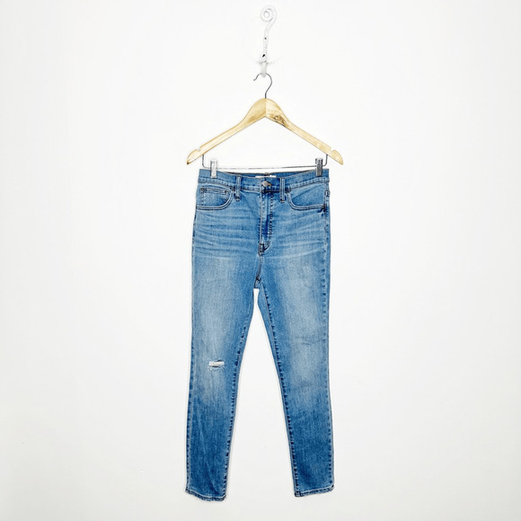 Madewell 11" High Rise Roadtripper Jeggings Womens Keele Wash Knee-Rip MB388 27 - Picture 1 of 9